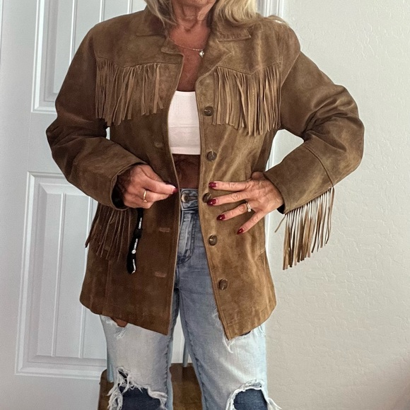 Esprit Jackets & Coats Esprit 0 Chestnut Brown Leather Fringe